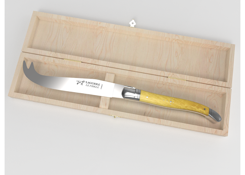 Couteau à fromage Laguiole avec un manche en buis et mitres inox image 1