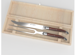 Service à viande Laguiole avec un manche en bois de violette et mitres inox image 1