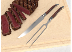 Service à viande Laguiole avec un manche en bois de violette et mitres inox image 2