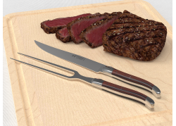 Service à viande Laguiole avec un manche en bois de violette et mitres inox image 3