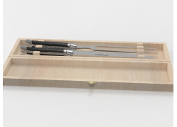 Service à viande Laguiole avec un manche en bois d'ébène et mitres inox image 1