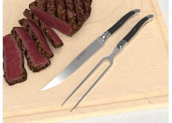 Service à viande Laguiole avec un manche en bois d'ébène et mitres inox image 2