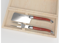 Service à fromage Laguiole avec un manche en bois de corail et mitres inox image 1