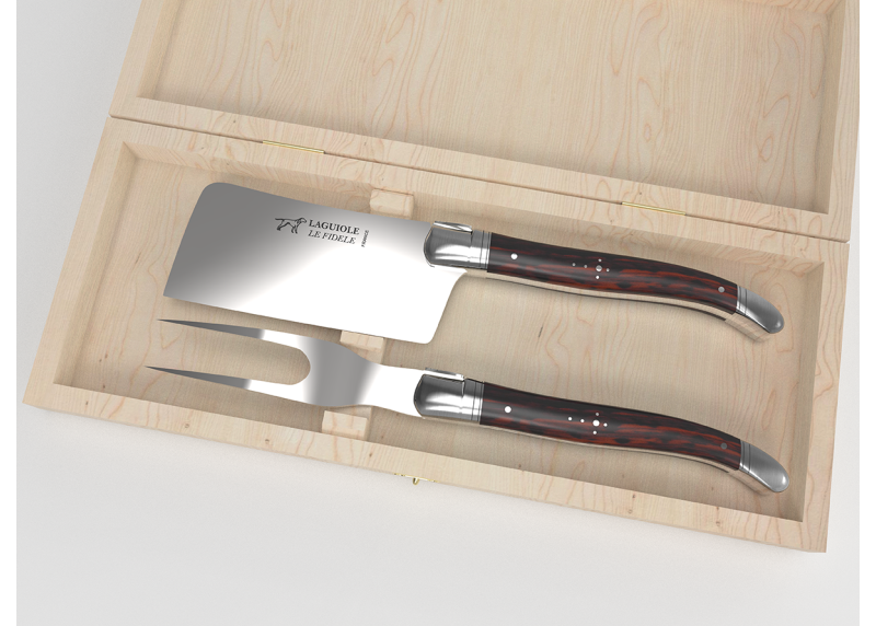 Service à fromage Laguiole avec un manche en bois d'amourette et mitres inox image 1