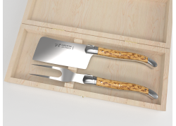 Service à fromage Laguiole avec un manche en bois de bouleau et mitres inox image 1