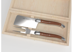 Service à fromage Laguiole avec un manche en bois de bocote et mitres inox image 1