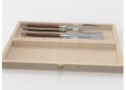 Service à fromage Laguiole avec un manche en bois de bocote et mitres inox image 1