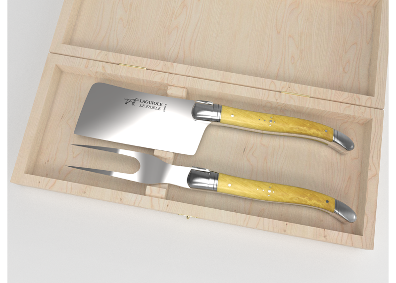 Service à fromage Laguiole avec un manche en buis et mitres inox image 1