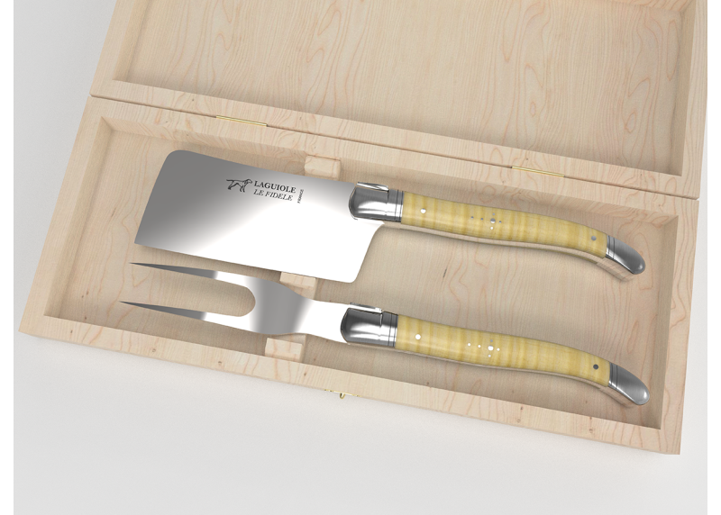 Service à fromage Laguiole avec un manche en érable onde et mitres inox image 1