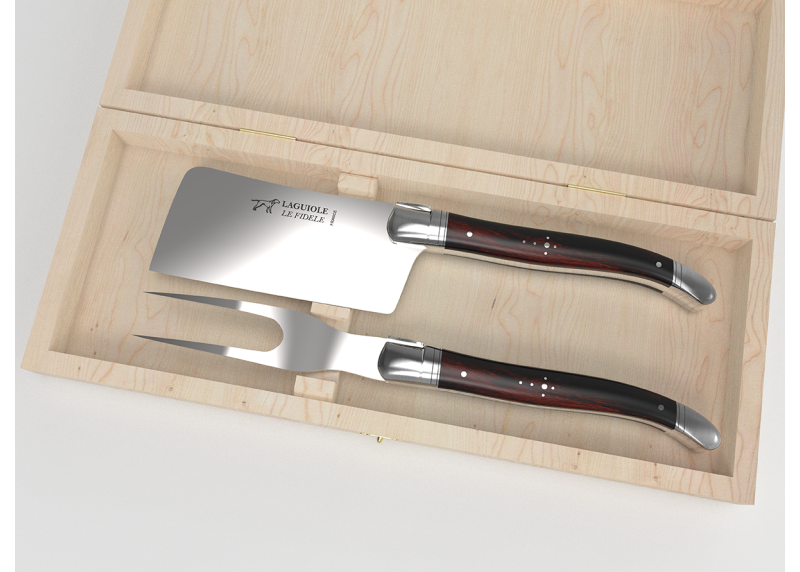 Service à fromage Laguiole avec un manche en bois de fer et mitres inox image 1