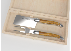 Service à fromage Laguiole avec un manche en bois d'olivier et mitres inox image 1
