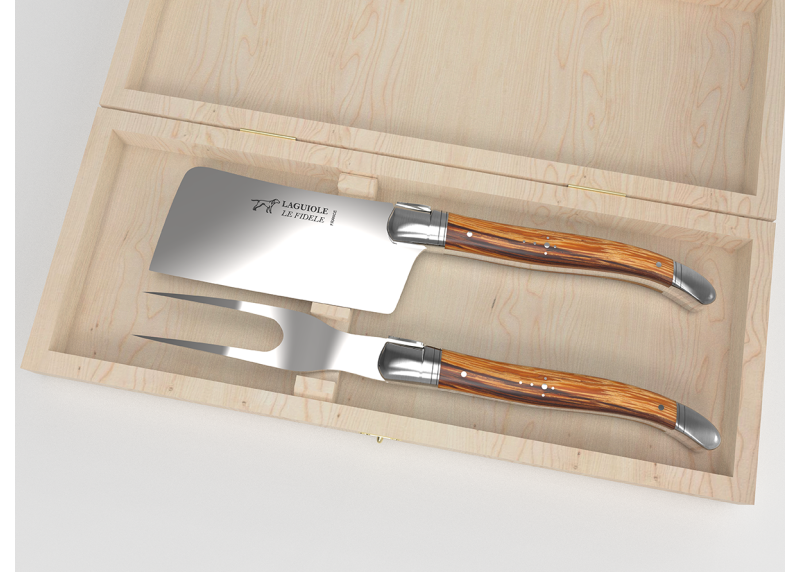 Service à fromage Laguiole avec un manche en bois de serpent et mitres inox image 1