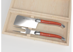 Service à fromage Laguiole avec un manche en bois de rose et mitres inox image 1