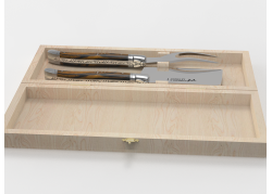 Service à fromage Laguiole avec un manche en bois d'ébène royal et mitres inox image 1
