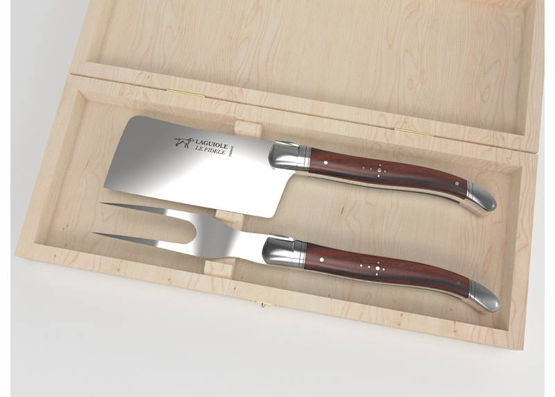 Service à fromage Laguiole avec un manche en bois de violette et mitres inox image 1