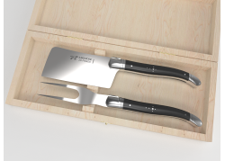 Service à fromage Laguiole avec un manche en bois d'ébène et mitres inox image 1