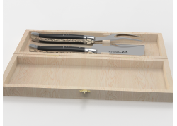 Service à fromage Laguiole avec un manche en bois d'ébène et mitres inox image 1