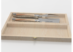 Service à fromage Laguiole avec un manche en pointe de corne blonde et mitres inox image 1