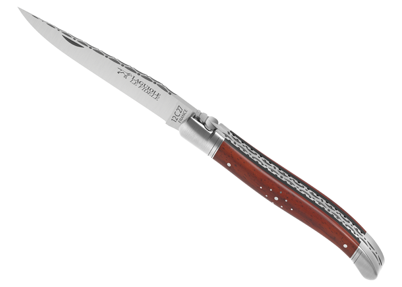 Couteau Laguiole prestige avec un manche en bois de corail et mitres inox image 1