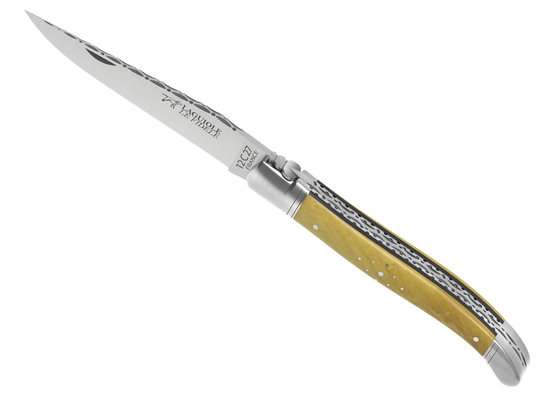 Couteau Laguiole prestige avec un manche en buis et mitres inox image 1