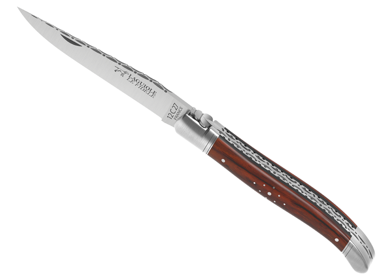Couteau Laguiole prestige avec un manche en bois de cocobolo et mitres inox image 1