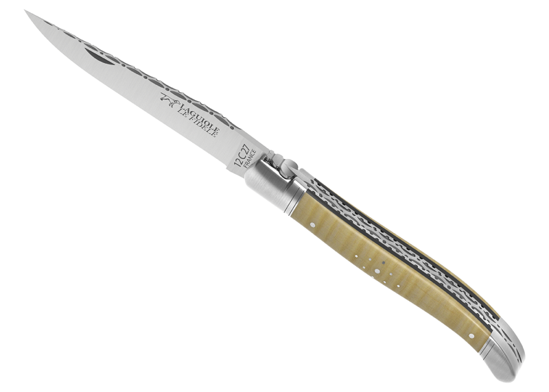 Couteau Laguiole prestige avec un manche en érable onde et mitres inox image 1