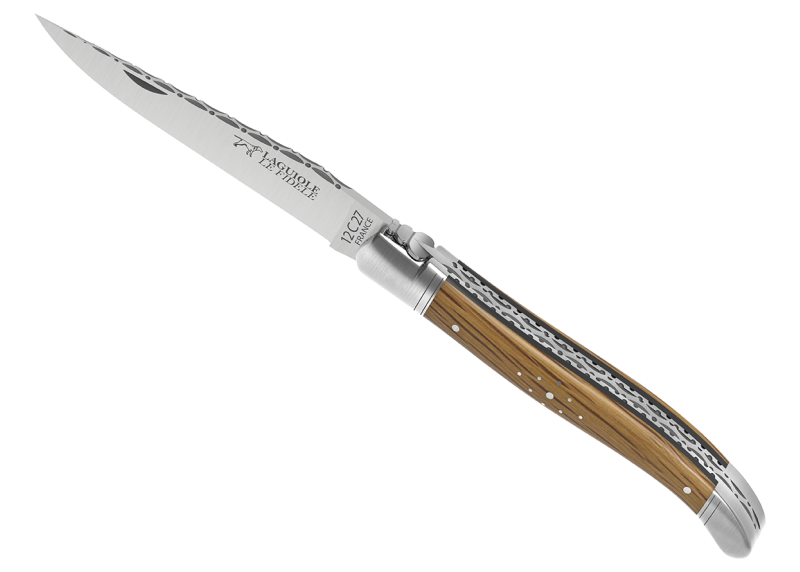Couteau Laguiole prestige avec un manche en bois de chêne et mitres inox image 1