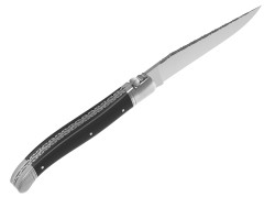 Couteau Laguiole prestige avec un manche en bois d'ébène et mitres inox image 3