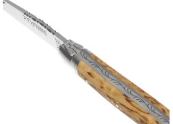Couteau Laguiole avec un manche en bois de bouleau et 2 mitres inox image 1