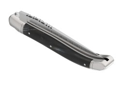 Couteau Laguiole avec un manche en corne brune et 2 mitres inox image 5