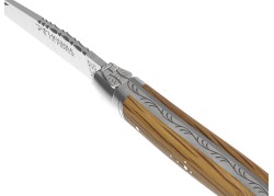 Couteau Laguiole avec un manche en bois de chêne et 2 mitres inox image 1