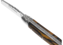 Couteau Laguiole avec un manche en bois d'ébène royal et 2 mitres inox image 1