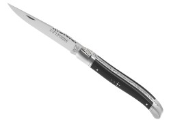 Couteau Laguiole avec un manche en bois d'ébène et 2 mitres inox image 1