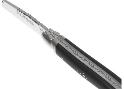 Couteau Laguiole avec un manche en bois d'ébène et 2 mitres inox image 1