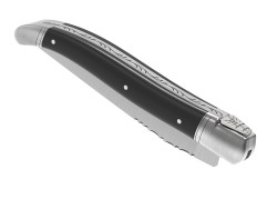 Couteau Laguiole avec un manche en bois d'ébène et 2 mitres inox image 6