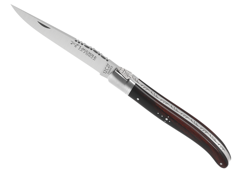 Couteau Laguiole avec un manche en bois de fer et 1 mitre inox image 1
