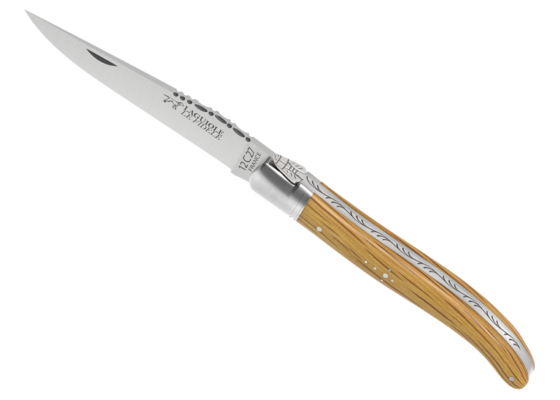 Couteau Laguiole avec un manche en bois de chêne et 1 mitre inox image 1