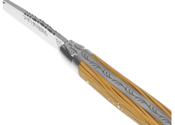 Couteau Laguiole avec un manche en bois de chêne et 1 mitre inox image 1