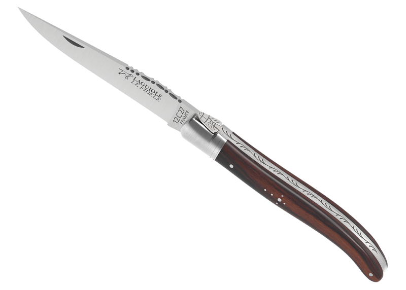 Couteau Laguiole avec un manche en bois de violette et 1 mitre inox image 1