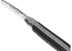 Couteau Laguiole avec un manche en bois d'ébène et 1 mitre inox image 1