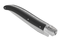 Couteau Laguiole avec un manche en bois d'ébène et 1 mitre inox image 6