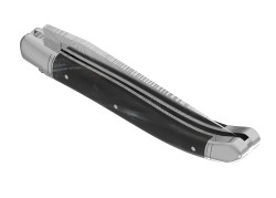 Couteau Laguiole collection damas avec un manche en corne brune et 2 mitres inox image 6