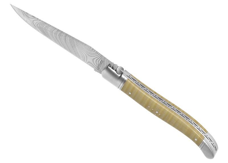 Couteau Laguiole collection damas avec un manche en érable onde et 2 mitres inox image 1