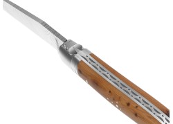 Couteau Laguiole collection damas avec un manche en bois de genévrier et 2 mitres inox image 2