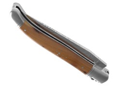Couteau Laguiole collection damas avec un manche en bois de genévrier et 2 mitres inox image 5