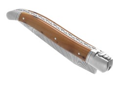 Couteau Laguiole collection damas avec un manche en bois de genévrier et 2 mitres inox image 7