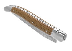 Couteau Laguiole collection damas avec un manche en bois de chêne et 2 mitres inox image 7