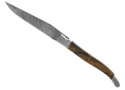 Couteau Laguiole collection damas avec un manche en bois d'ébène royal et 2 mitres inox image 3