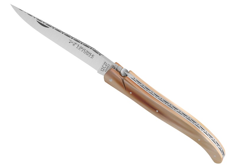 Laguiole knife full handle blond horn tip image 1