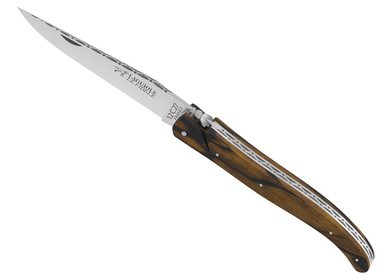 Couteau Laguiole plein manche en bois d'ébène royal image 1